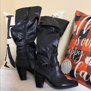 Elegant Black Heeled Boots for Women